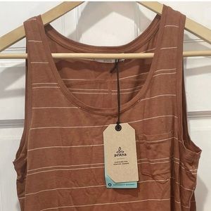 NWT prAna Brown and White Stripe Tank Top Size Medium Womens